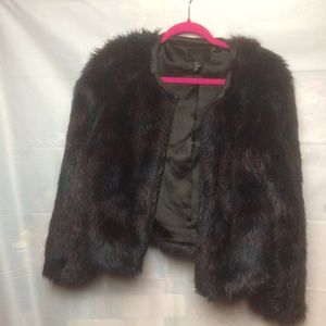 Dark Purple H&M Fur Crop Jacket